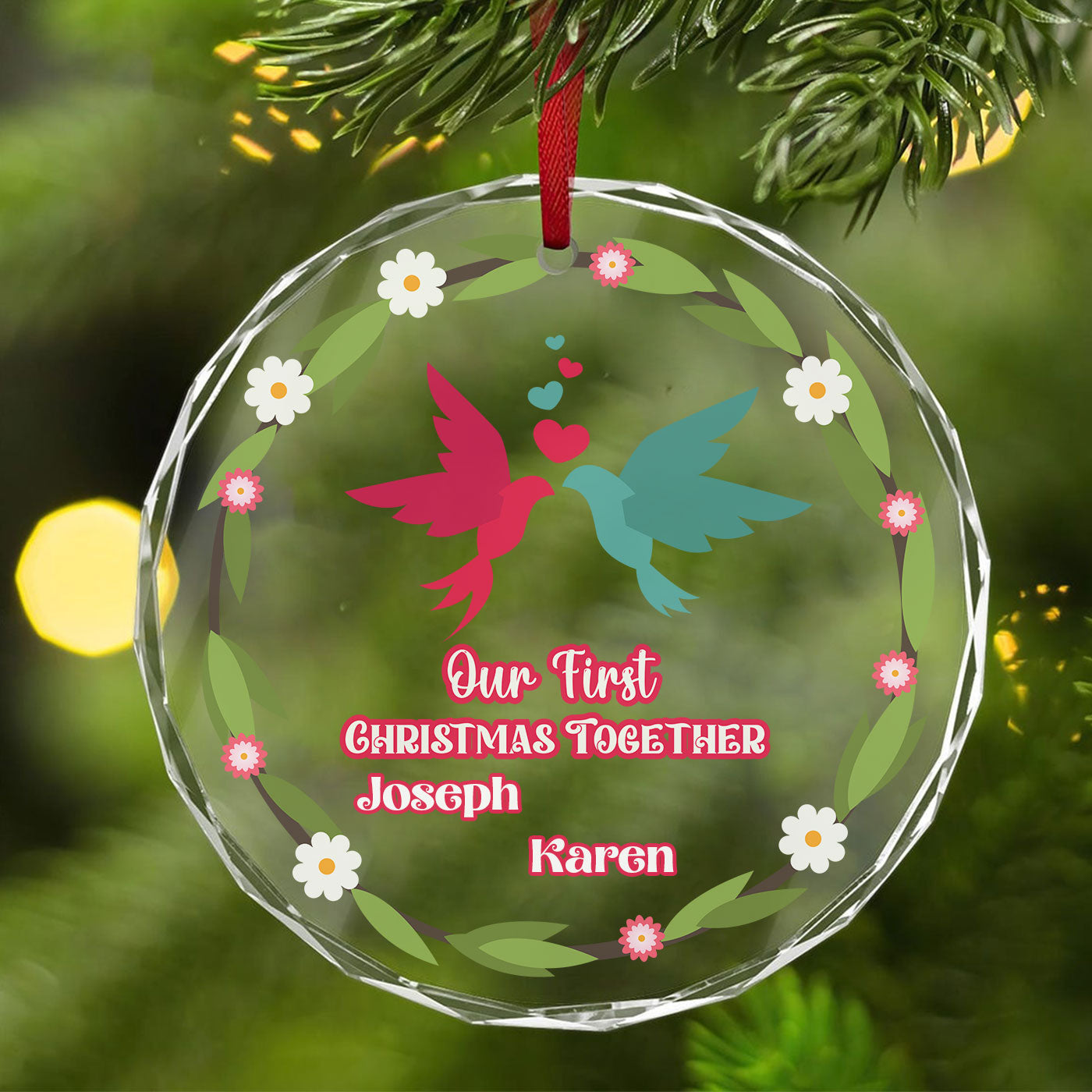 Our First Christmas Together | A Lovebirds Celebration | Glass Ornament